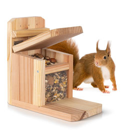 Waldfunk Eichhörnchen Futterstation aus Holz wetterfestes Futterhaus FSC zertifiziert Braun Natur – Bild 1 von 13