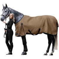 Produktbild von Waldhausen Arctic Light Regendecke für Pferde aus Ripstop-Material Cappuccino/Schwarz 155 cm