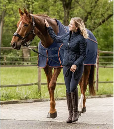 Waldhausen Cooler Fliegen-Sommerdecke für Pferde Blau-Orange 165 cm – Bild 1 von 4