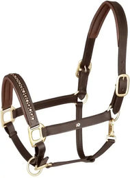 Waldhausen Crystal Lederhalfter für Pferde Braun/Gold Warmblut – Bild 1 von 8