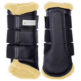 Waldhausen Dressurgamaschen Soft für Pferde Schwarz/Beige Größe L aus Kunstleder – Bild 1 von 3