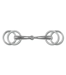 Waldhausen Fahrtrense mit 4 Ringen aus Edelstahl in Silber für Pferde – Bild 1 von 2