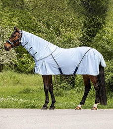 Waldhausen Fliegendecke Protect für Pferde mit abnehmbarem Halsteil Blau 115 cm – Bild 1 von 4