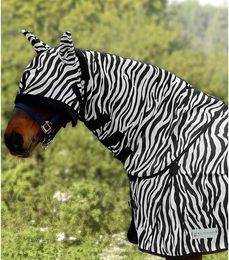 Waldhausen Fliegenhalsteil für Pferde Zebra Muster Schwarz Weiß Polyester Vollblut – Bild 1 von 5