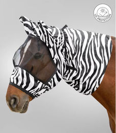 Produktbild von Waldhausen Fliegenmaske für Pferde Zebra Muster aus Polyester für Vollblut