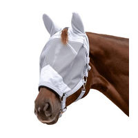 Produktbild von Waldhausen Fliegenmaske Premium für Pferde mit Halfter und Ohrenschutz Silber Warmblut