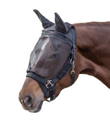 Waldhausen Fliegenmaske Premium für Ponys mit Ohrenschutz und Fleece in Schwarz – Bild 1 von 4