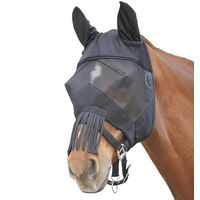 Produktbild von Waldhausen Fliegenmaske Premium für Ponys mit Ohrenschutz und Nasenfransen in Schwarz