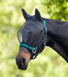 Waldhausen Fliegenmaske Premium für Vollblut mit Ohrenschutz Schwarz - 1 Stk. – Bild 1 von 2