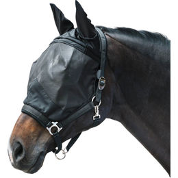 Waldhausen Fliegenmaske Premium mit Halfter und Ohrenschutz für Warmblut Pferde Schwarz – Bild 1 von 4