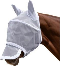 Waldhausen Fliegenmaske Premium Space mit Ohren- und Nasenschutz für Pferde Silber Grau Vollblut – Bild 1 von 6