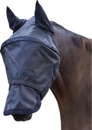 Waldhausen Fliegenmaske Premium Space mit Ohren- und Nasenschutz für Warmblut Pferde in Schwarz – Bild 1 von 3