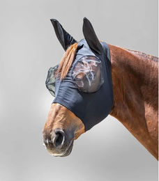 Waldhausen Fliegenmaske Puck für Warmblut in Schwarz mit UV-Schutz und Reißverschluss – Bild 1 von 10