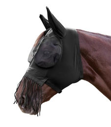 Waldhausen Fliegenmaske Puck mit Nasenfransen für Ponys in Schwarz – Bild 1 von 4