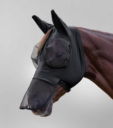 Waldhausen Fliegenmaske Puck mit Nasenschutz für Warmblut in Schwarz aus Fleece – Bild 1 von 7