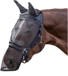 Waldhausen Fliegenschutzmaske Premium für Pferde mit Ohren- und Nasenschutz Schwarz Warmblut – Bild 1 von 4