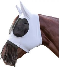Waldhausen Fliegenschutzmaske Puck mit Nasenfransen für Pferde Silbergrau Warmblut – Bild 1 von 7