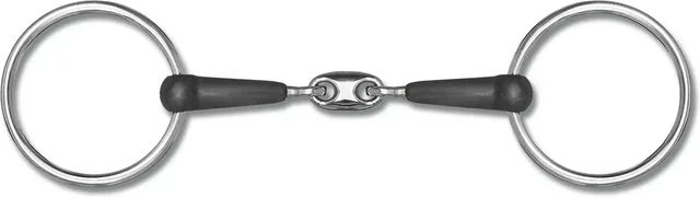 Waldhausen Gummi-Wassertrense doppelt gebrochen in Schwarz und Silber für Pferde – Bild 1 von 3