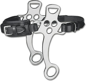 Waldhausen Hackamore aus Leder mit kurzen Anzügen für Warmblut in Schwarz und Silber – Bild 1 von 3