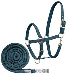 Waldhausen Halfter und Strick Set für Shetty in Satin Petrolblau – Bild 1 von 3