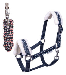 Produktbild von Waldhausen Halfter und Strick Set Lucky Heart aus Nylon in Silber und Bunt