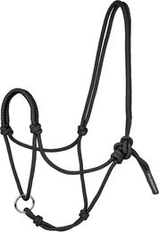 Produktbild von Waldhausen Knotenhalfter für Ponys aus Seil in Schwarz mit beweglichem Ring