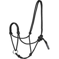 Produktbild von Waldhausen Knotenhalfter für Ponys aus Seil in Schwarz mit beweglichem Ring