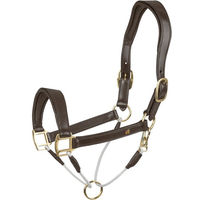Produktbild von Waldhausen Lederhalfter S-Line Royal für Pferde Braun mit Gold
