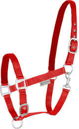 Waldhausen Perlonhalfter Satin aus Nylon in Rot und Pfirsich für Warmblut Pferde – Bild 1 von 4