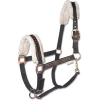 Produktbild von Waldhausen Pferdehalfter Elegant mit Kunstfell Schwarz/Roségold Warmblut