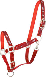 Waldhausen Pferdehalfter mit Pferdemotiv für Warmblut in Rot – Bild 1 von 3