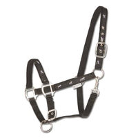 Produktbild von Waldhausen Ponyhalfter mit Pferde-Motiv in Schwarz aus Nylon