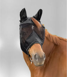 Waldhausen Premium Fliegenmaske für Pferde mit Ohrenschutz und UV-Schutz Schwarz Warmblut/WB - 1 Stk. – Bild 1 von 3