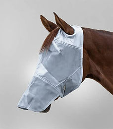 Waldhausen Premium Fliegenmaske für Ponys mit Nasenschutz in Silbergrau – Bild 1 von 2