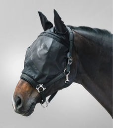 Waldhausen Premium Fliegenmaske mit Halfter und Ohrenschutz für Ponys in Schwarz – Bild 1 von 10