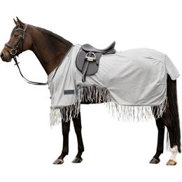 Waldhausen Protect Fliegenausreitdecke für Pferde mit Fransen Silbergrau/Grau 145 cm – Bild 1 von 7
