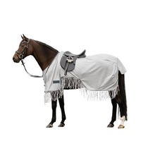 Produktbild von Waldhausen Protect Fliegenausreitdecke mit Fransen für Pferde Silbergrau 165 cm