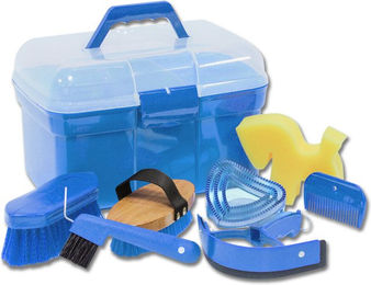 Waldhausen Putzkoffer Set aus Kunststoff in Blau für Pferde – Bild 1 von 5