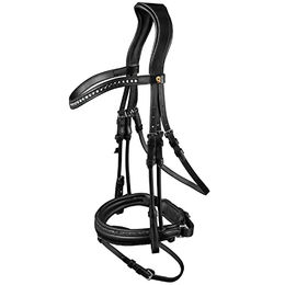 Waldhausen S-Line Trensenzaum Glamour schwedisch kombiniert für Warmblut in Schwarz mit Edelstahl – Bild 1 von 6