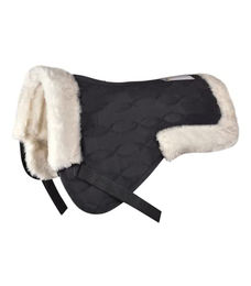 Waldhausen Sattelkissen mit Synthetik-Fell für Warmblut in Schwarz/Natur – Bild 1 von 3