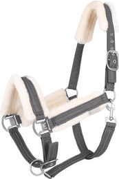 Waldhausen Sparkle Stallhalfter für Warmblut in Grau mit Kunstfell – Bild 1 von 1