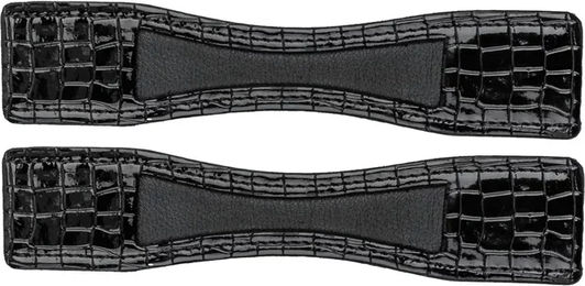 Waldhausen Sporenschutz aus Lackleder in Schwarz mit Croco-Optik 18 cm – Bild 1 von 3