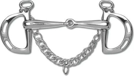 Waldhausen Springkandare mit Kette aus Edelstahl für Springpferde einfach gebrochen Silber – Bild 1 von 2