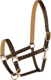 Waldhausen Star Lederhalfter Diamond für Shetty in Braun mit Gold – Bild 1 von 3