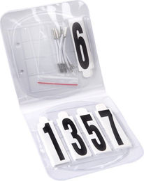 Waldhausen Startnummern Set oval aus Kunststoff mit Gummis 3-stellig in Weiß – Bild 1 von 4