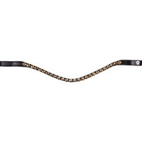 Produktbild von Waldhausen Stirnband X-Line Boost Gold Schwarz Leder für Vollblut