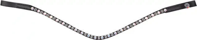 Waldhausen Stirnband X-Line Glam in Schwarz und Perlmutt/Grau für Warmblut/WB – Bild 1 von 3