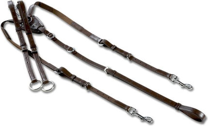 Waldhausen Vorderzeug X-Line mit Elastic Hilfszügel aus Leder Braun für Pony – Bild 1 von 1