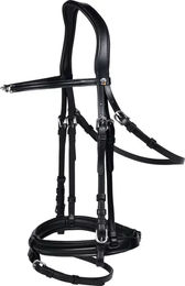 Waldhausen X-Line Charmbit Trensenzaum für Pferde in Schwarz mit Edelstahl-Elementen für Warmblut – Bild 1 von 7