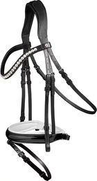Waldhausen X-Line Evermore Trensenzaum aus Leder Schwarz Weiß für Warmblut – Bild 1 von 4